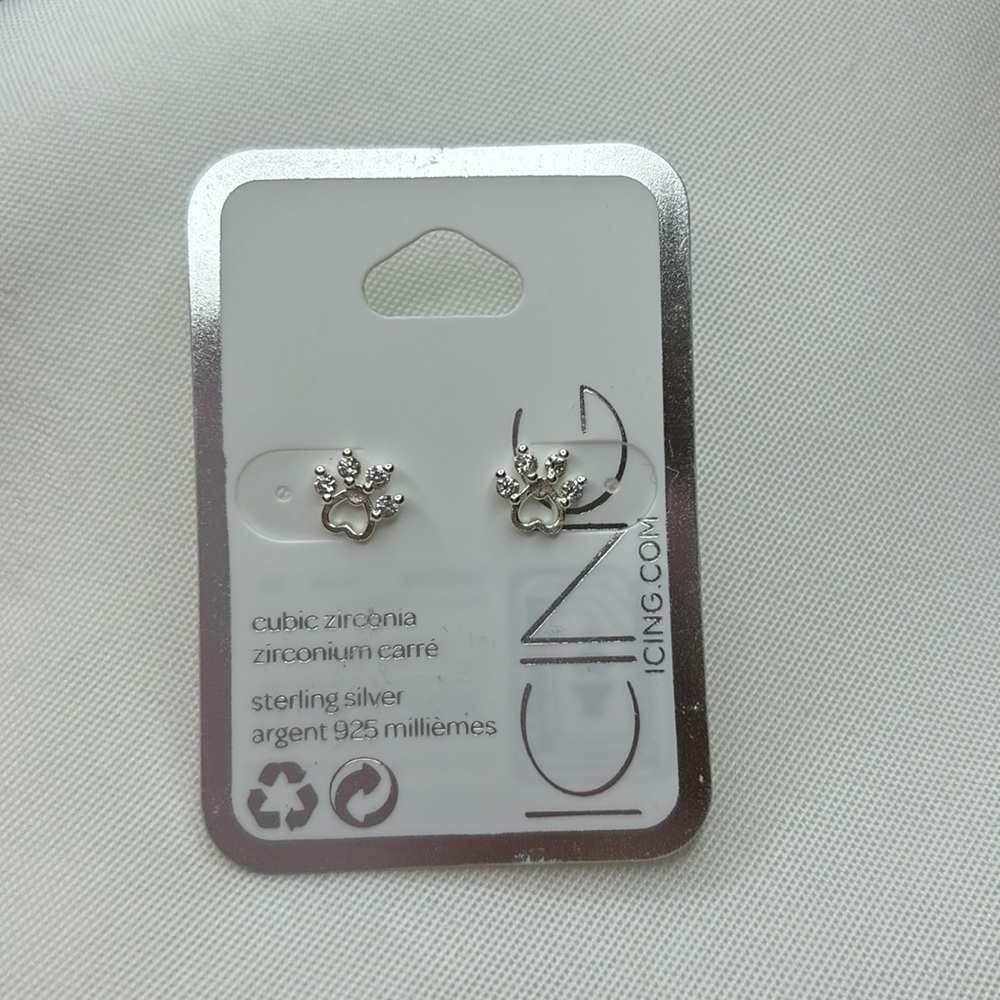 Icing Paw Earrings Sterling Silver